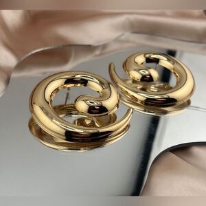 Modern Golden Swirl Statement Earrings